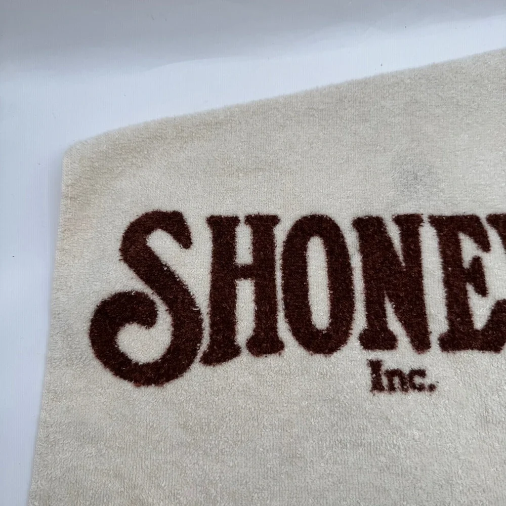 Shoney's Golf Towel Cream Brown Vintage Fringed Logo Restaurant Promo